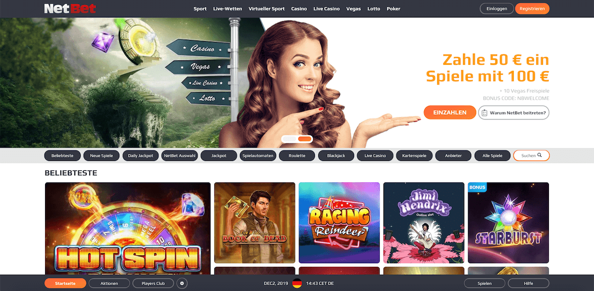 NetBet Casino Homepage